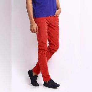 Being Human Corduroy Red Trousers in good condition preowned 30 x 32 stretchy